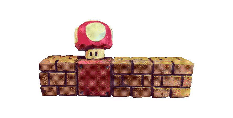 Mario mushroom and block woodcarving